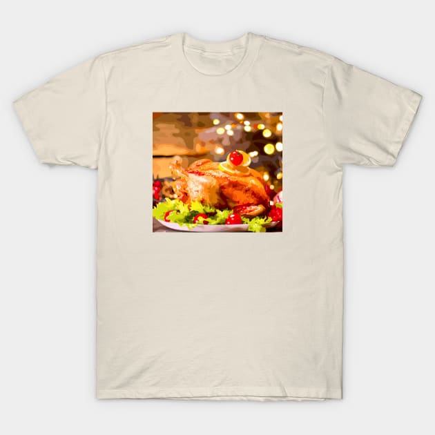 Thanksgiving Turkey Dinner T-Shirt by Glenn Landas Digital Art